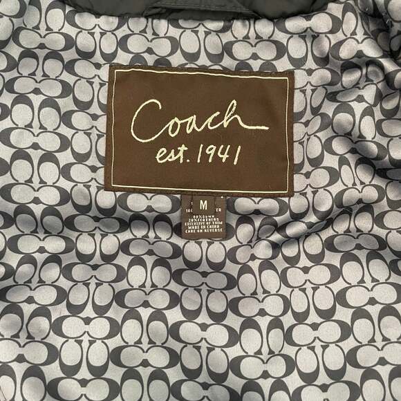 Coach New York Black Puffer Jacket with Leather Trim, Women's Size M - Picture 3 of 6